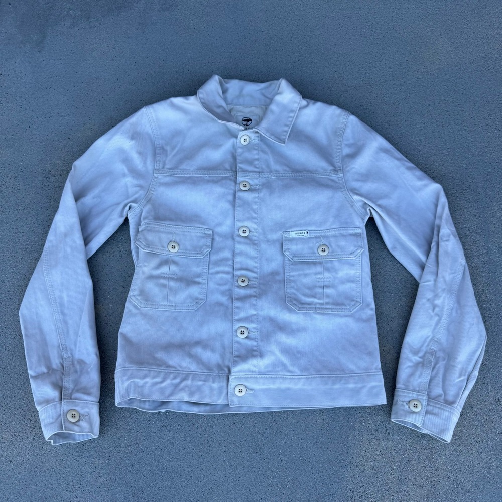 Arbor White Textured Cotton Utility Jacket Made in USA Women's Size Medium